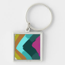 Summer Splash Color Wave Keychain Fyrkantig Silverfärgad Nyckelring