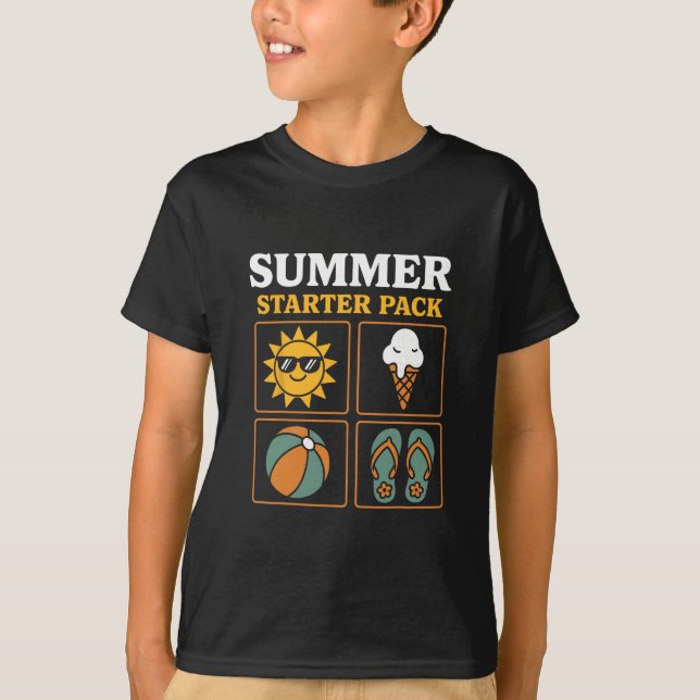 Summer Starter Pack Sun Flip Flops Ll And Ice Crea T Shirt (Framsida)