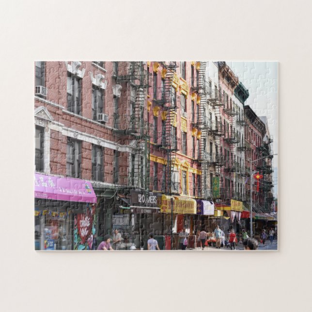 Summer Street Scene Chinatown Manhattan New York Pussel (Horisontell)