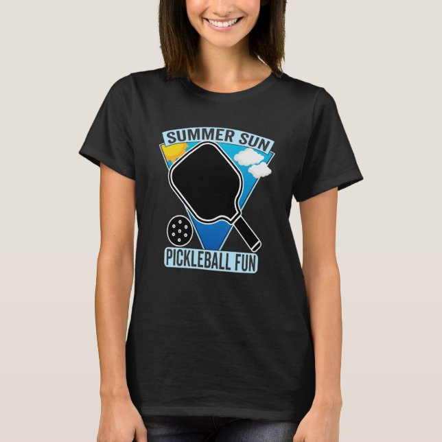 Summer Sun Pickleball Fun Summers Playing Pickebal T Shirt (Framsida)