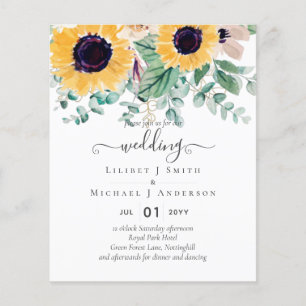 Summer Sunblommor Eucalyptus Greenery Bröllop Flygblad