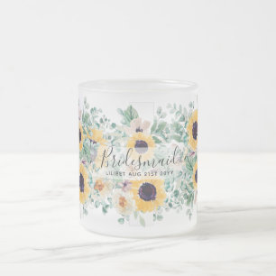 Summer Sunblommor Eucalyptus Greenery Bröllop Frostad Glasmugg