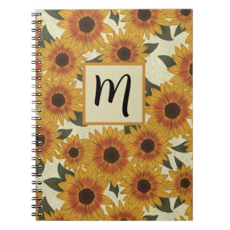Summer Sunflowers Monogram Anteckningsbok