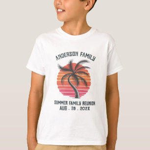 Summer Sunset Beach Handflatan Träd Family Reunio T Shirt