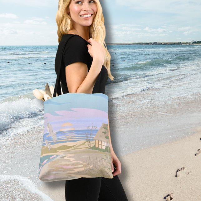 Summer Sunset Beach Tygkasse (Pastel Summer Beach Sunset Tote Bag)