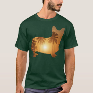 Summer Sunset BeachDog Silhouette Corgi T Shirt