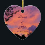 Summer Sunset Romantic Heart Ornaments Julgransprydnad Keramik<br><div class="desc">Sommarsolnedgång Romantic Heart Ornaments Fullständig Anpassa tillsätt namn,  data,  poems etc. Underbar fram och tillbaka för bröllop,  årsdagar,  födelsedagar osv.</div>