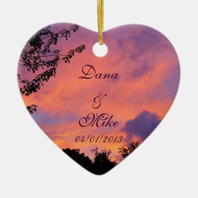 Summer Sunset Romantic Heart Ornaments Julgransprydnad Keramik (Framsidan)