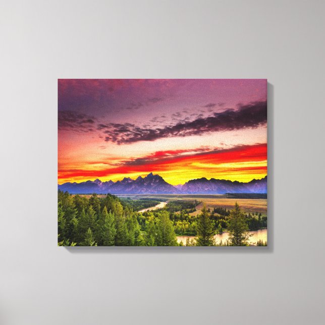 Summer Sunset vid Snake River Overlook Canvastryck (Framsida)