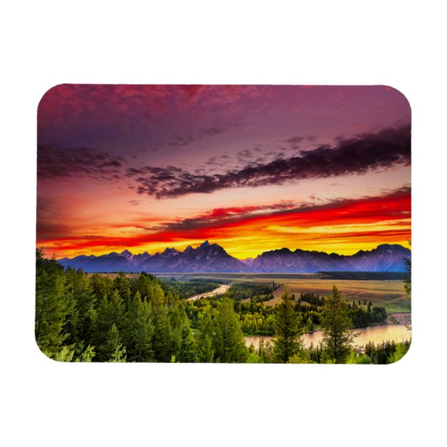 Summer Sunset vid Snake River Overlook Magnet (Horisontell)