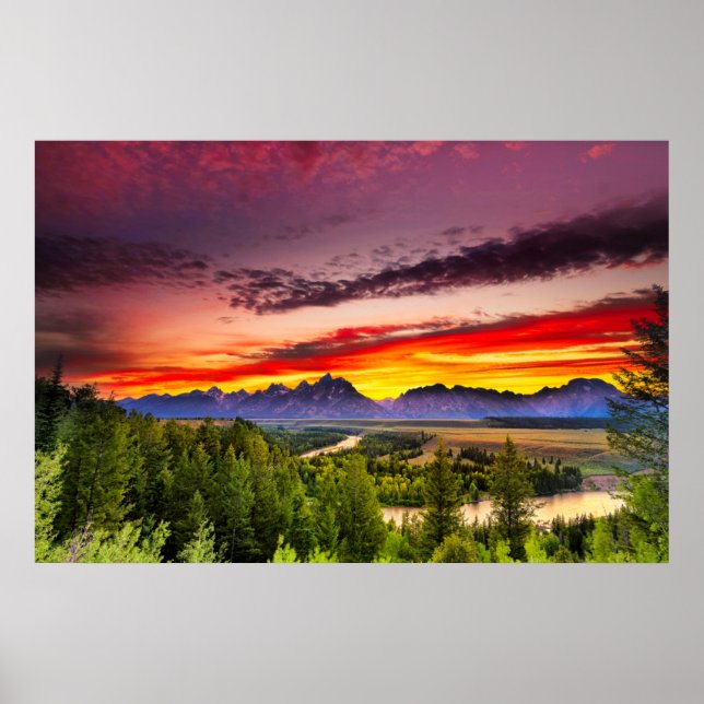 Summer Sunset vid Snake River Overlook Poster (Framsidan)