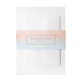 Summer Sunset Watercolor Bröllop Band För Inbjudningskort