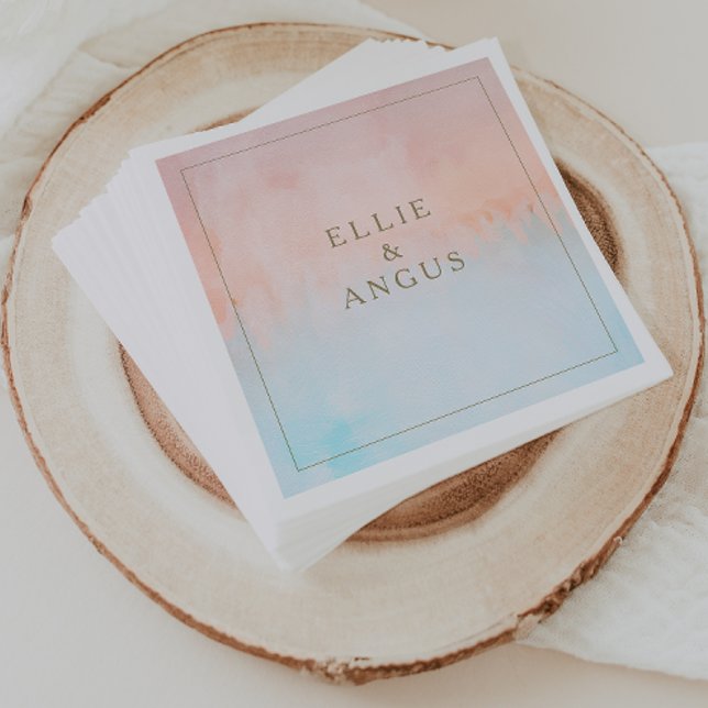 Summer Sunset Watercolor Bröllop Napkins Pappersservett (Skapare uppladdad)