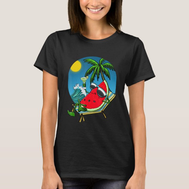 Summer Sunset Watermelon Women Water Fruit Love T Shirt (Framsida)
