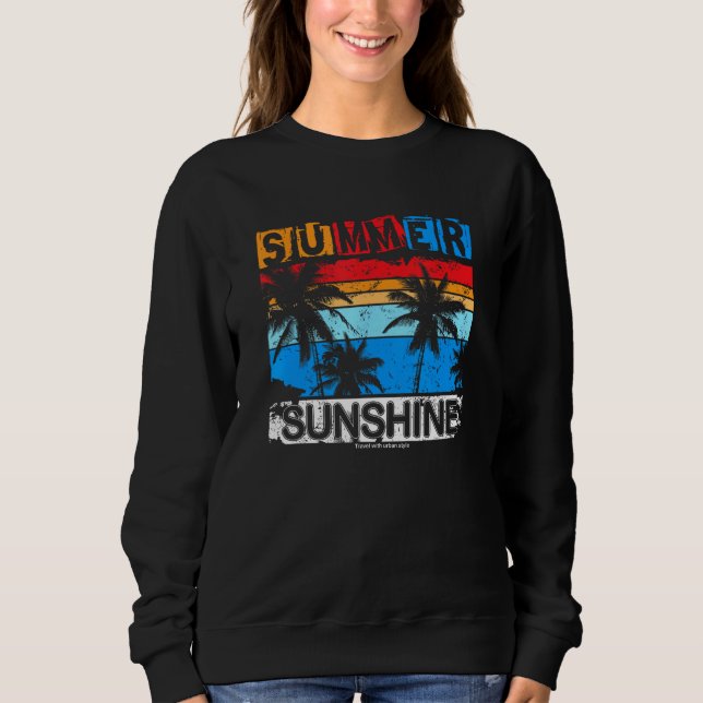 Summer Sunshine Feelings Beach Palm Trees Holiday  T Shirt (Framsida)