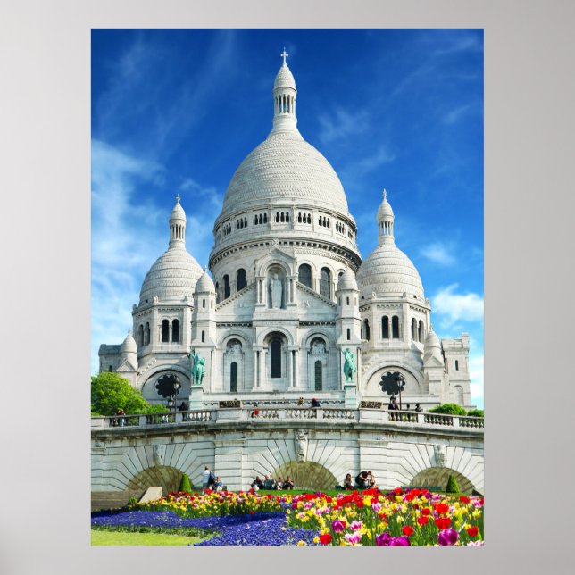 Summer Sunshine Sacre-Coeur Basilica Frankrike Poster (Framsidan)