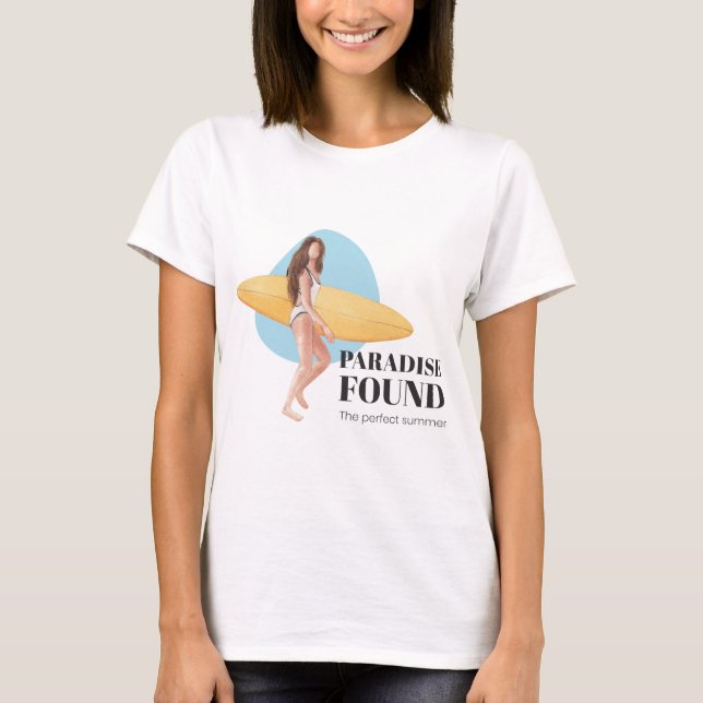 Summer Surfer Beach Girl T Shirt (Framsida)