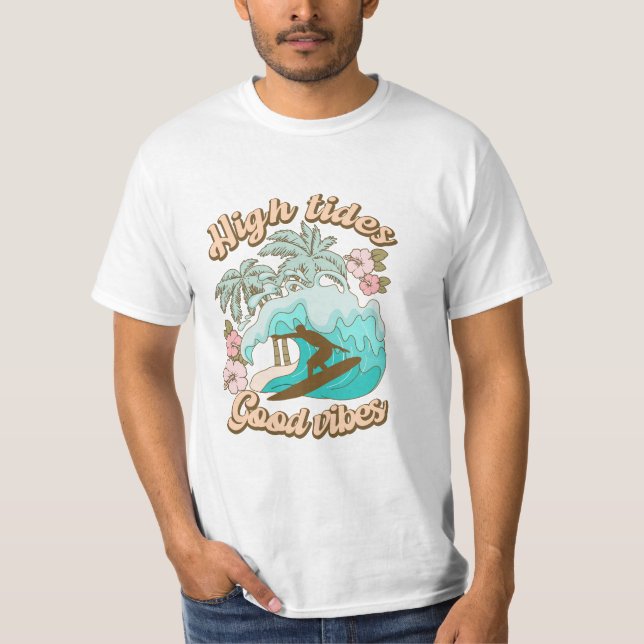 Summer Surfer Good Vibes T Shirt (Framsida)