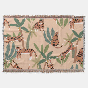 Summer Tigers Handflatan Träd Exotic Filt