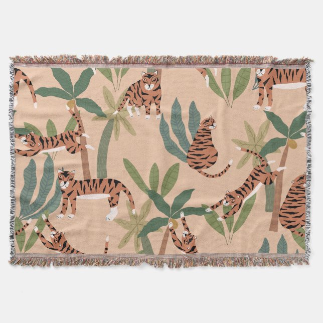 Summer Tigers Handflatan Träd Exotic Filt (Framsidan)