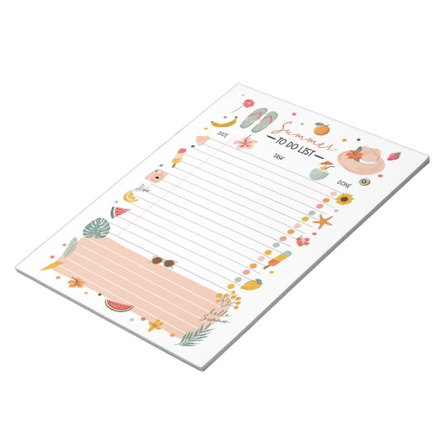 Summer To-Do List Note Pad Bucket List Anteckningsblock (Vinklad)