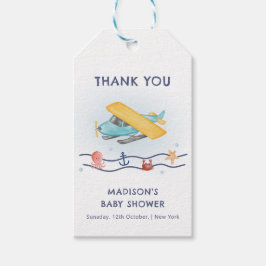 Summer Travel Adventure Sea Airplane Baby Shower Presentetikett