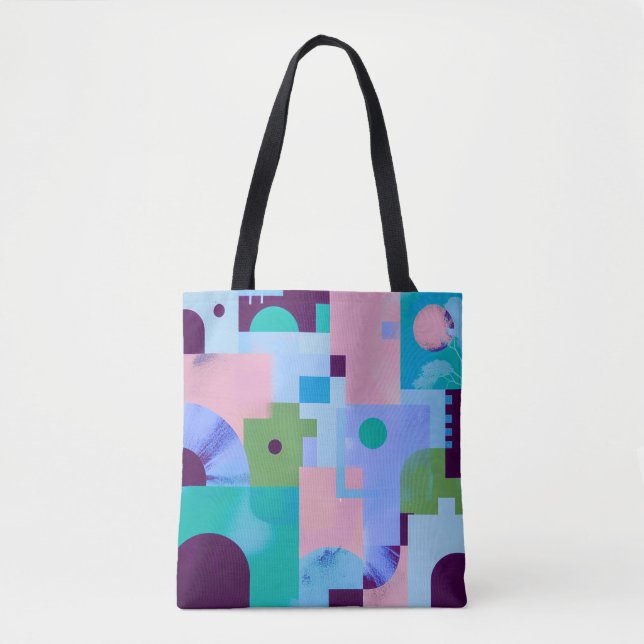 Summer Tropical Floral Tote Bag – Cute Blue Pink B Tygkasse (Framsida)