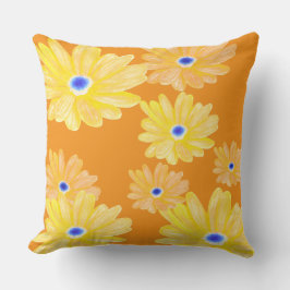 Summer Turquoise Yellow Floral Throw Pillow Kudde