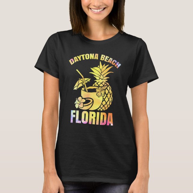 Summer Vacation Retro Sunset Florida Daytona Beach T Shirt (Framsida)