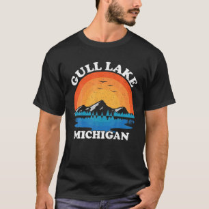Summer Vacation Retro Sunset Michigan Gull Sjö T Shirt