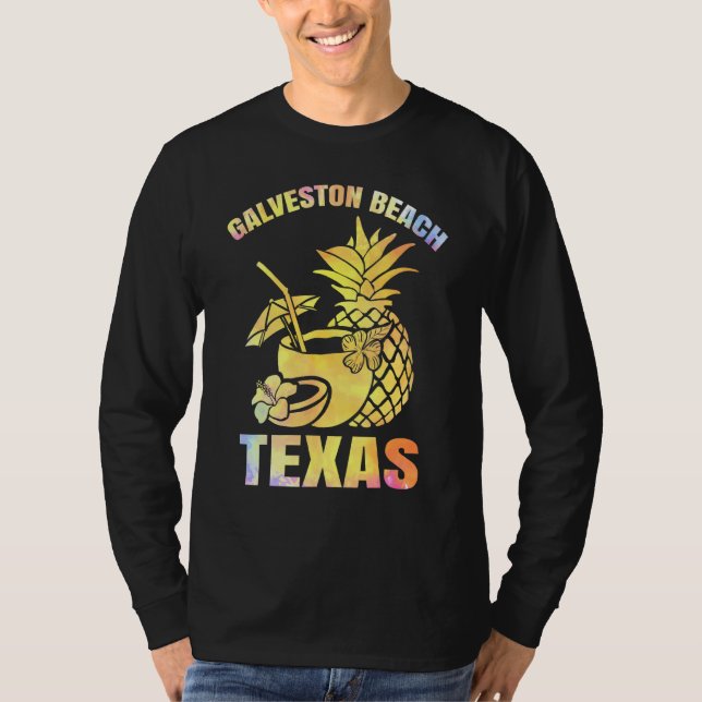 Summer Vacation Retro Sunset Texas Galveston Beach T Shirt (Framsida)