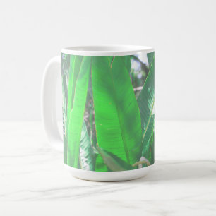 Summer Vibes Banana Träd Löv Blek Grönt Pastel Kaffemugg