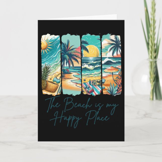 Summer Vibes Beach Vacation The Beach Is My Happy  Kort (Framsida)