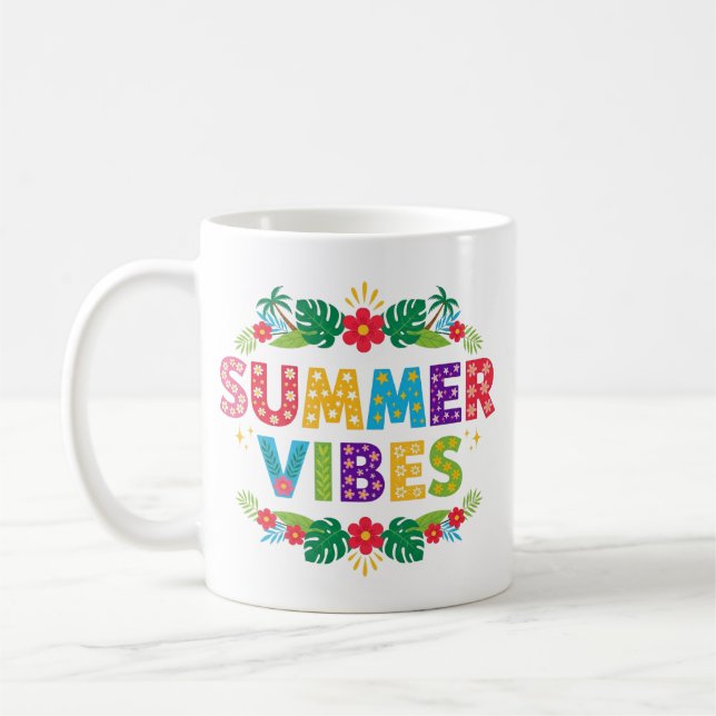 Summer Vibes Blommigt Design-54504 Hoodie Kaffemugg (Vänster)