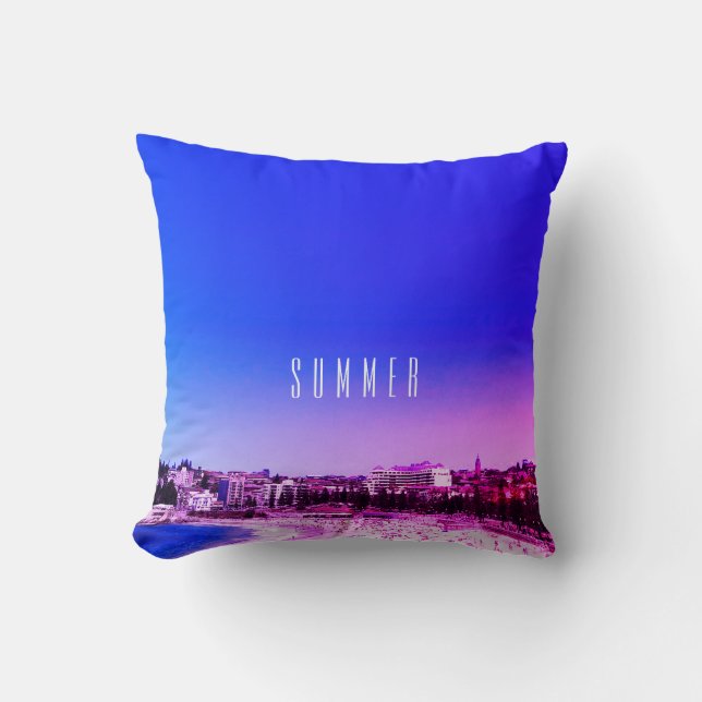 Summer Vibes Blue Lila Modern Personal Kudde (Framsida)