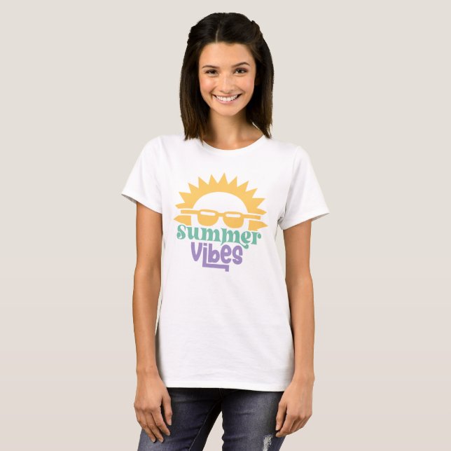 Summer Vibes Boho Retro Summer T Shirt (Hel framsida)