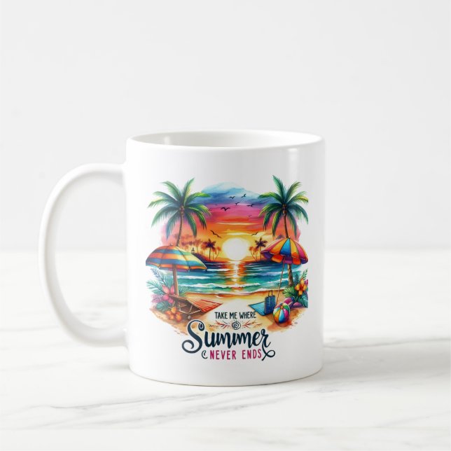 Summer Vibes Brushstroke Beach Sunset-34626 Kaffemugg (Vänster)