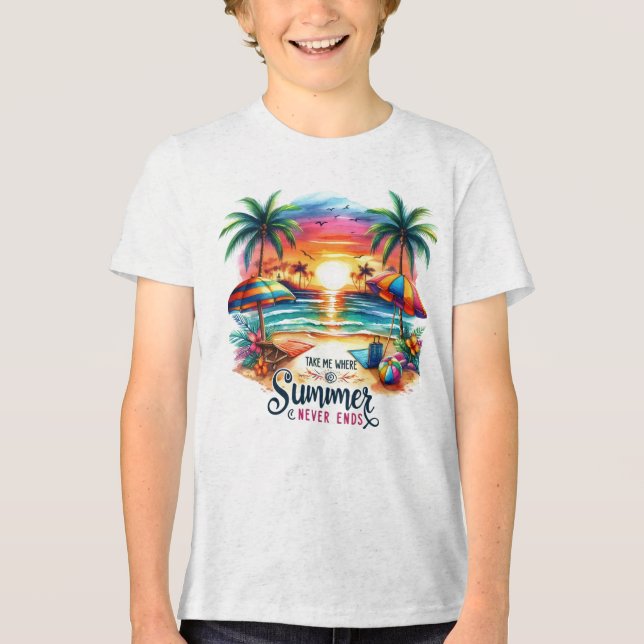 Summer Vibes Brushstroke Beach Sunset-34626 T Shirt (Framsida)