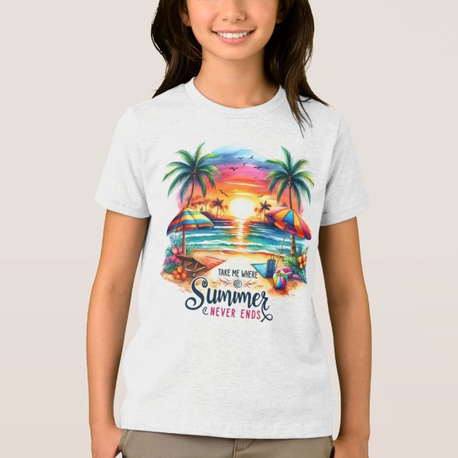 Summer Vibes Brushstroke Beach Sunset-34626 T Shirt (Framsida)