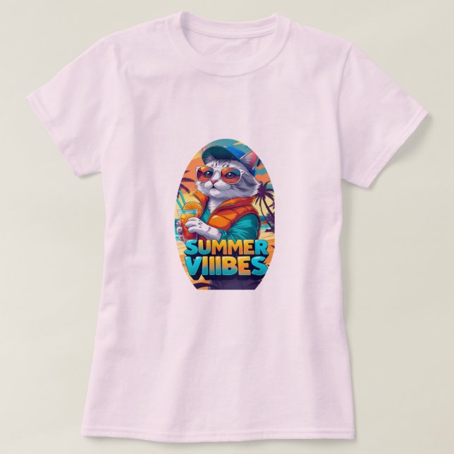 Summer Vibes Cat T-Shirt (Design framsida)