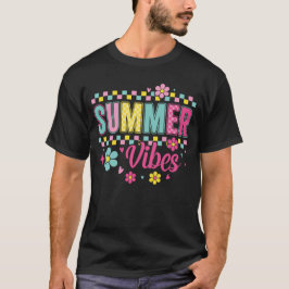 Summer Vibes Checkered Retro Summer T Shirt