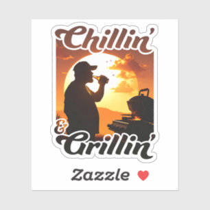 Summer Vibes Chillin' & Grillin' Silhouette Klistermärken