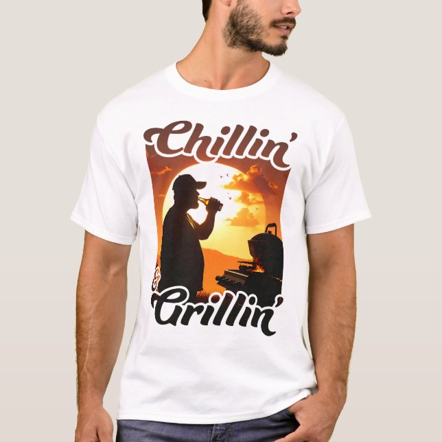 Summer Vibes Chillin’ & Grillin’ Silhouette T Shirt (Framsida)