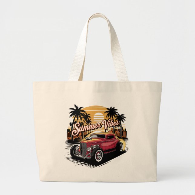 Summer Vibes Classic Car Jumbo Tygkasse (Framsidan)