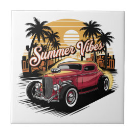 Summer Vibes Classic Car Kakelplatta