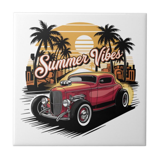 Summer Vibes Classic Car Kakelplatta (Framsidan)