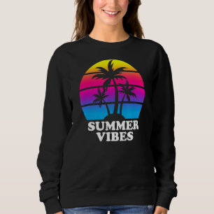 Summer Vibes Colorful Retro Handflatan Träd Beach T Shirt