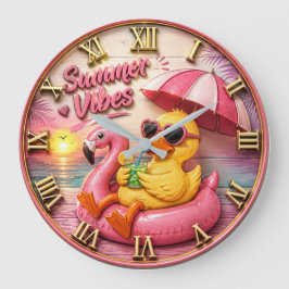 Summer Vibes Duck Cute Flamingo Pool Float Beach Stor Klocka