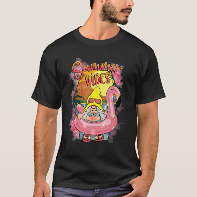 Summer Vibes Flamingo Beach Sunglasses Summer Vaca T Shirt (Framsida)