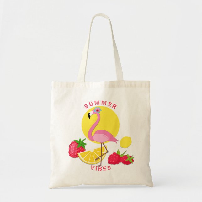Summer Vibes Flamingo Raspberry Lemon Tygkasse (Framsidan)